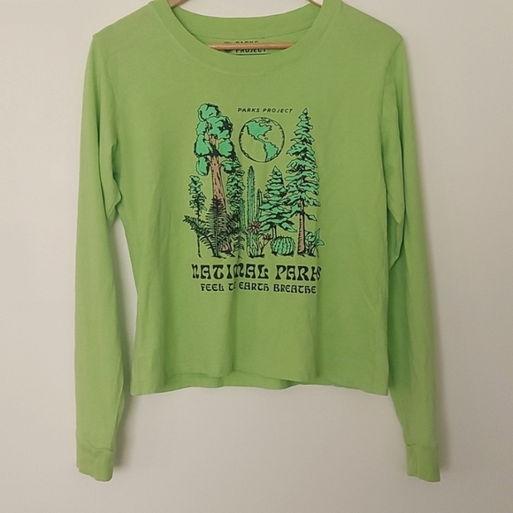 Parks Project Lime Green National Parks Long Sleeve Graphic T Shirt Size Small - Picture 1 of 5